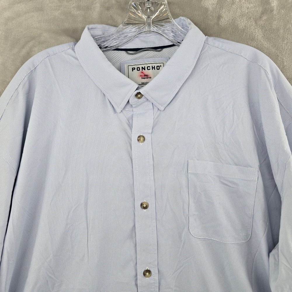 Poncho Shirt Mens XXL Blue Regular Fit Long Sleeve‎ Pocket fishing button up